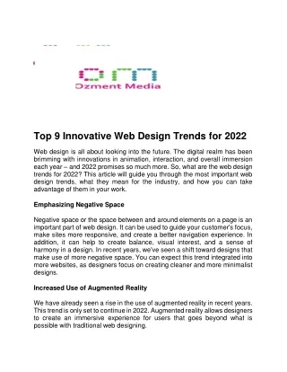 Top 9 Innovative Web Design Trends for 2022