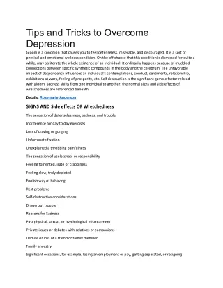 tips and tricks to overcome depression gloom
