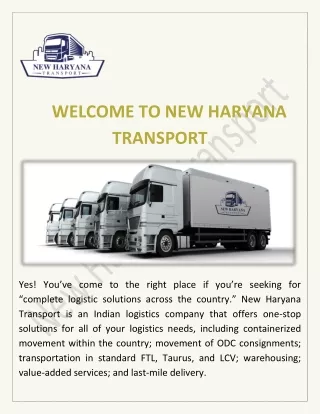 WELCOME TO NEW HARYANA TRANSPORT