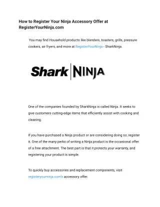 How to Register Your Ninja Accessory Offer at RegisterYourNinja.com