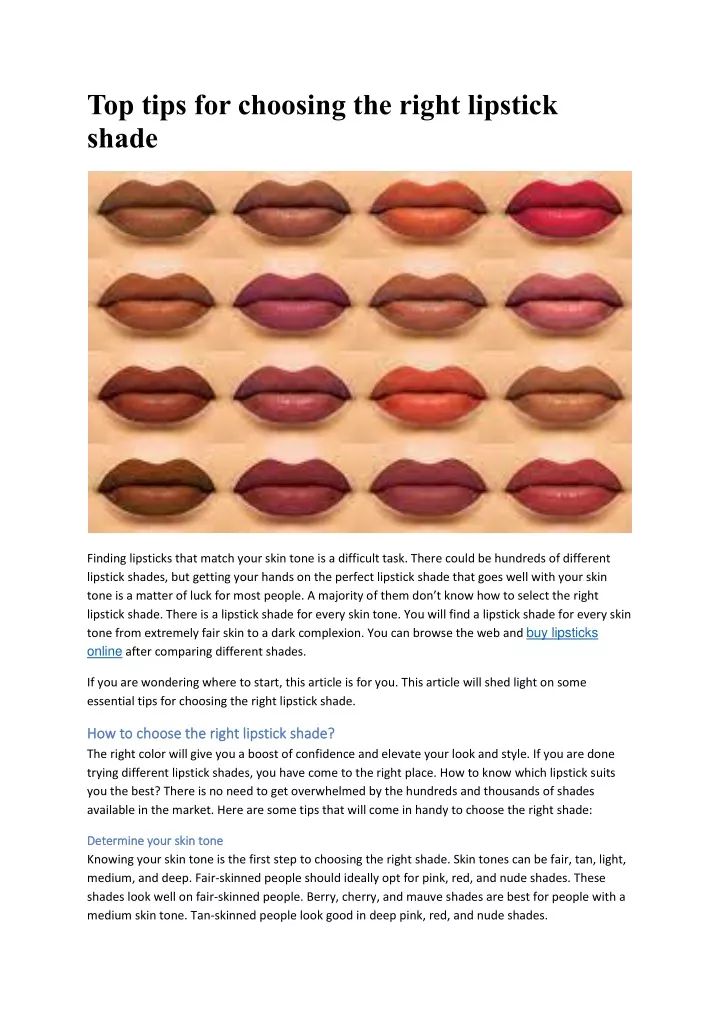 top tips for choosing the right lipstick shade