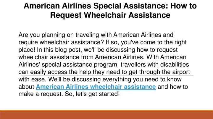 american airlines special assistance
