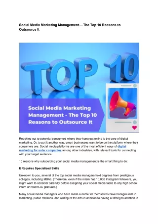 Social Media Marketing Management — The Top 10 Reasons to Outsource It.