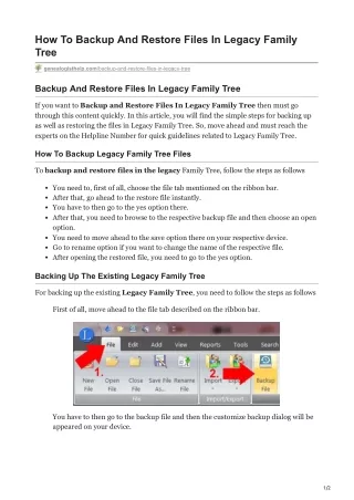 how to backup and restore files in legacy family