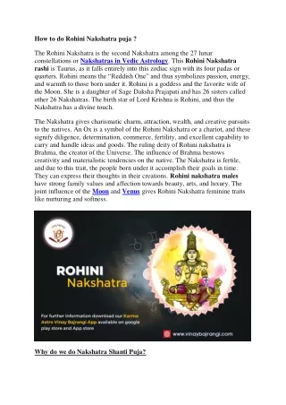 how to do rohini nakshatra puja the rohini