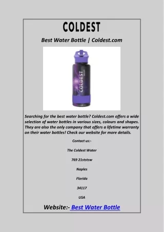 best water bottle coldest com