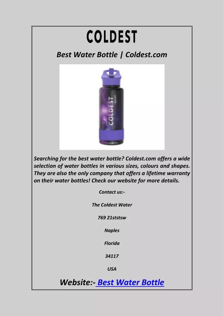 best water bottle coldest com