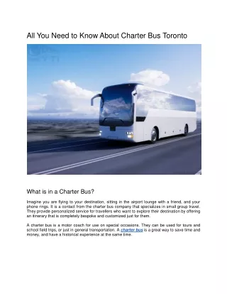 All You Need to Know About Charter Bus Toronto