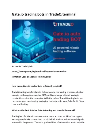 Gate.io trading bots in TradeQ terminal