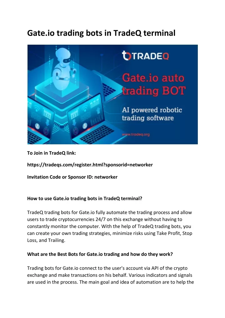 gate io trading bots in tradeq terminal