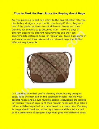 Tips to Find the Best Store for Buying Gucci Bags