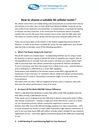 how to choose a suitable 4g cellular router