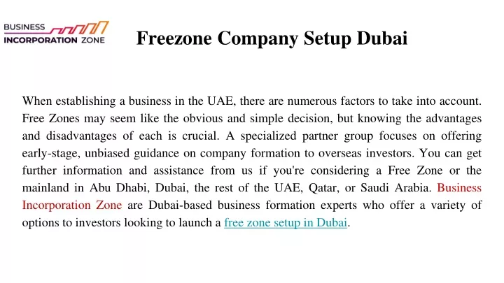 freezone company setup dubai