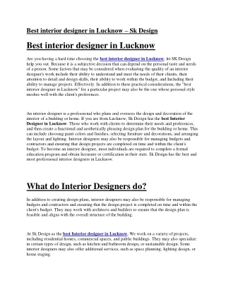 Best interior designer in Lucknow