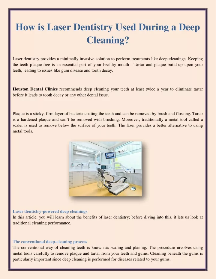 how is laser dentistry used during a deep cleaning