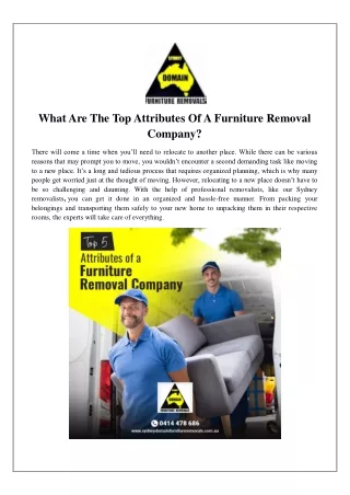 What Are The Top Attributes Of A Furniture Removal Company?