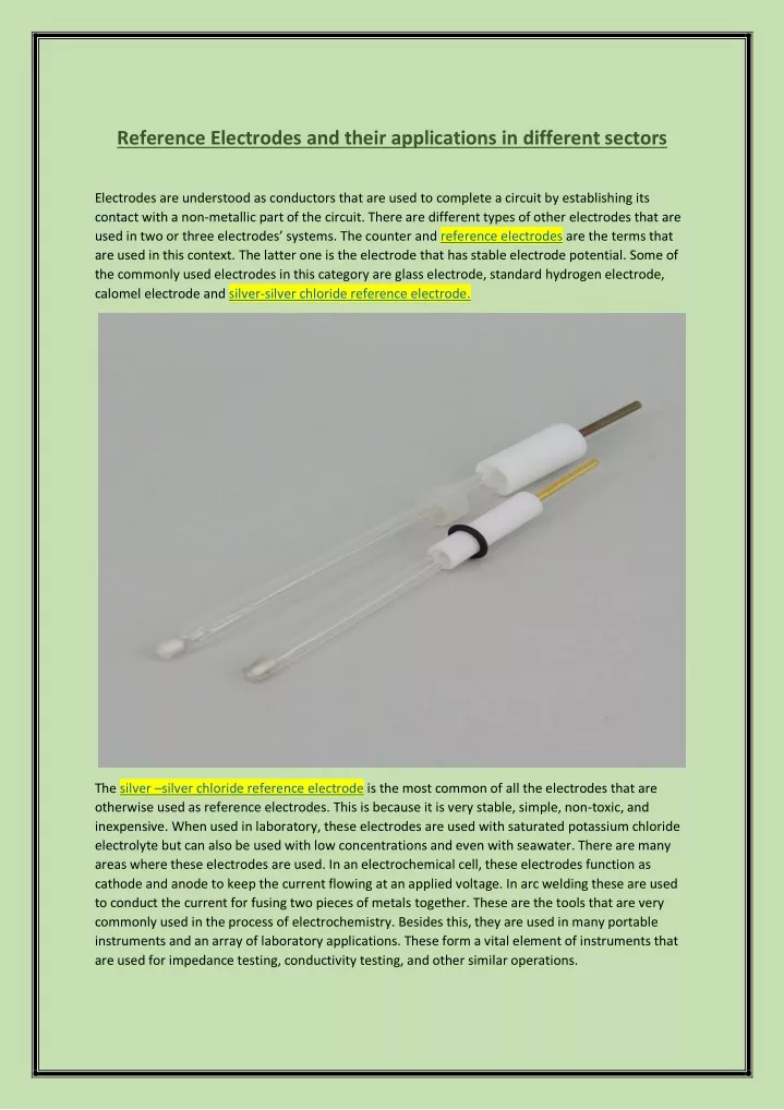 reference electrodes and their applications