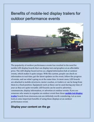 Benefits of mobile-led display trailers for outdoor performance events