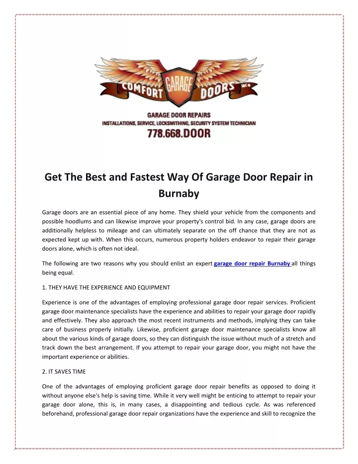 get the best and fastest way of garage door