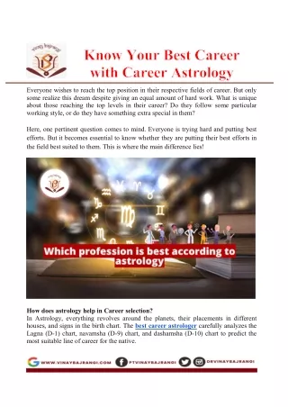 Know Your Best Career With Career Astrology?