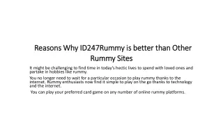 reasons why id247rummy is better than other rummy sites