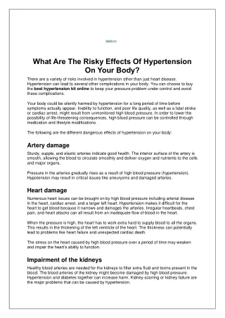 What Are The Risky Effects Of Hypertension On Your Body?