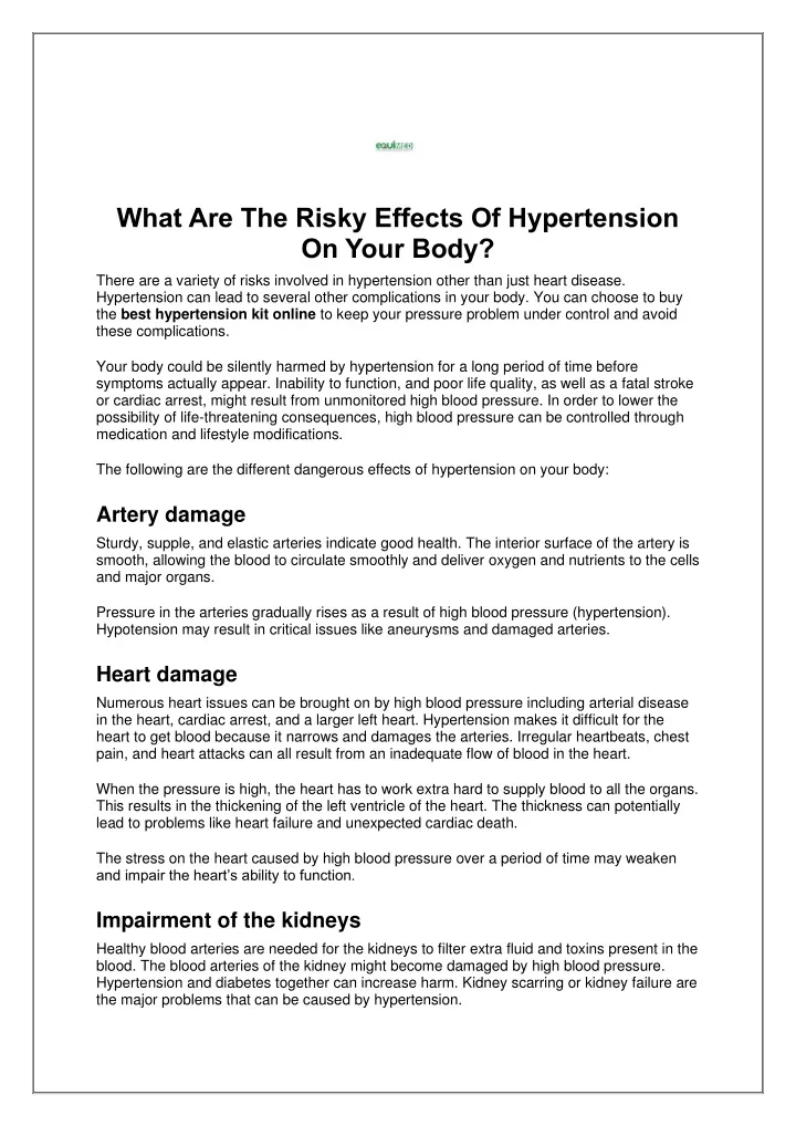 what are the risky effects of hypertension
