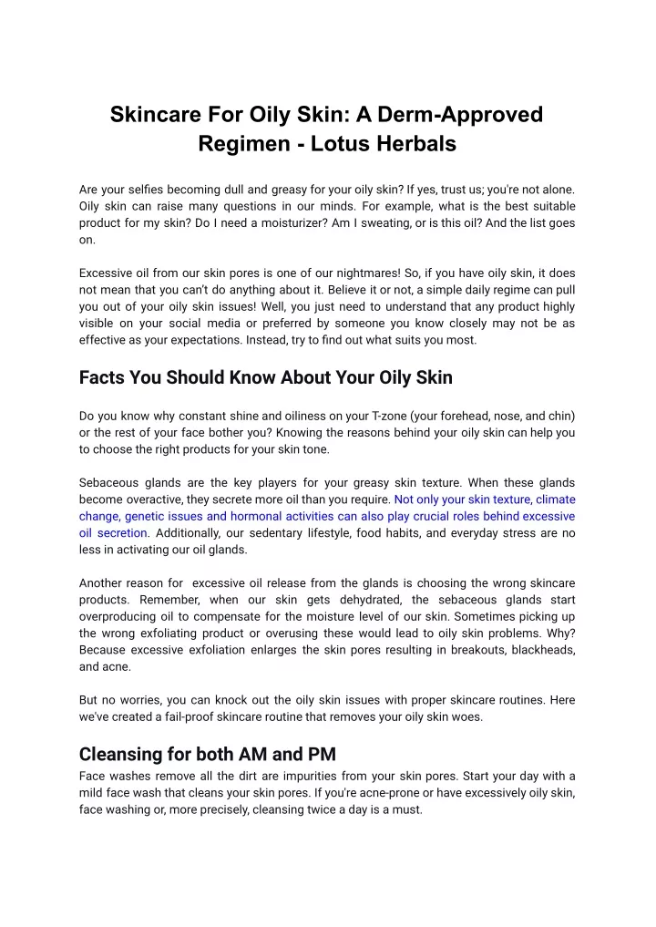 skincare for oily skin a derm approved regimen