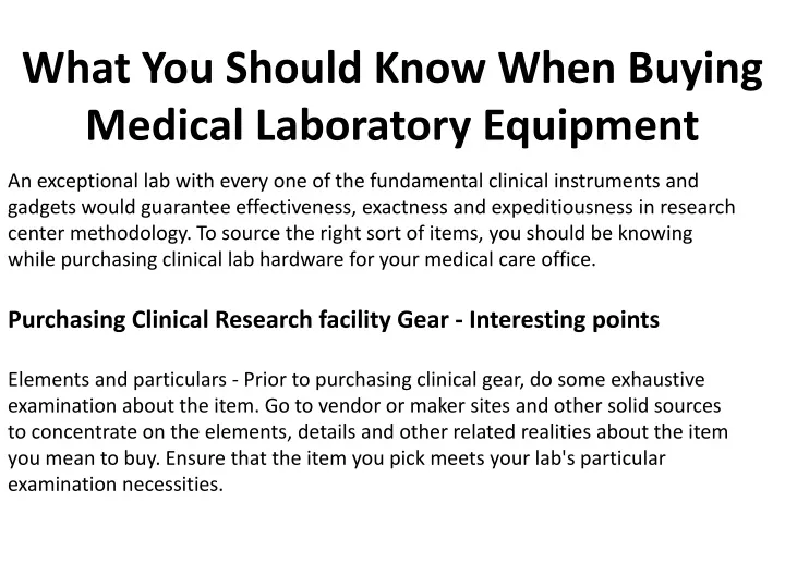 what you should know when buying medical