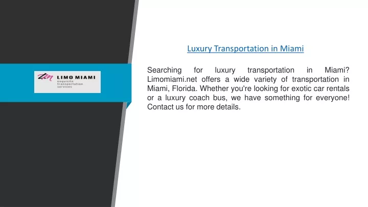 luxury transportation in miami