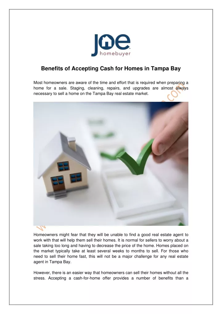 benefits of accepting cash for homes in tampa bay