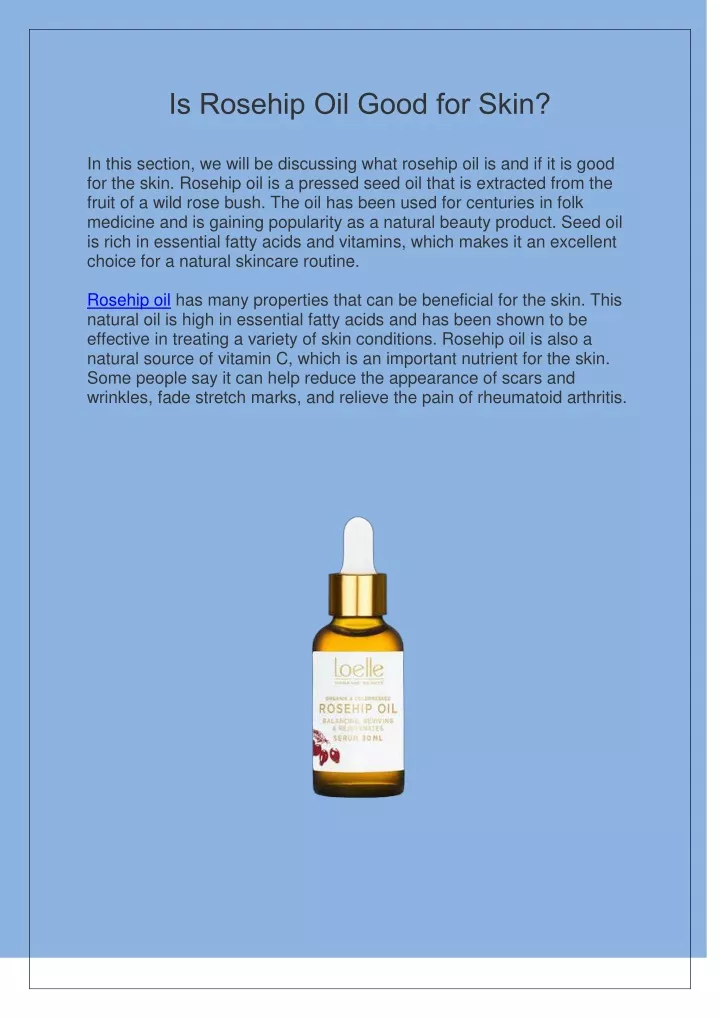 is rosehip oil good for skin