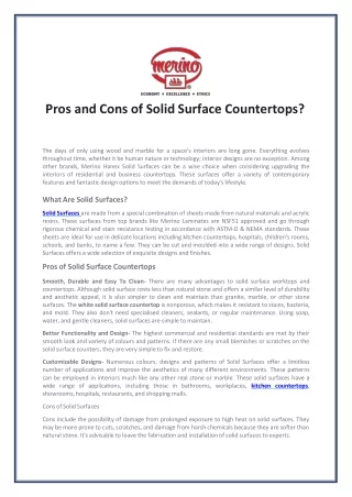 pros and cons of solid surface countertops