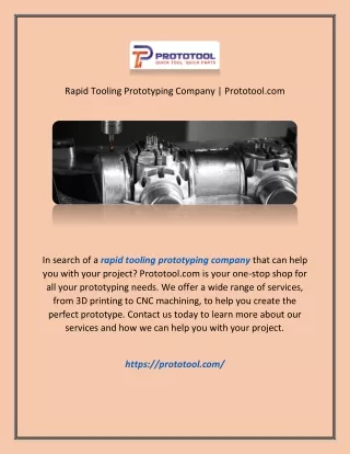 rapid tooling prototyping company prototool com
