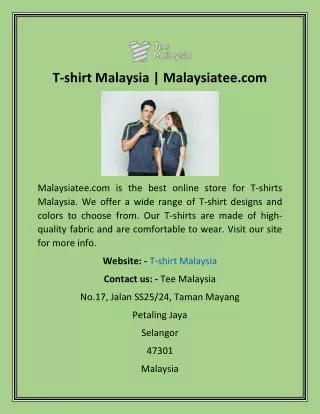 T-shirt Malaysia  Malaysiatee