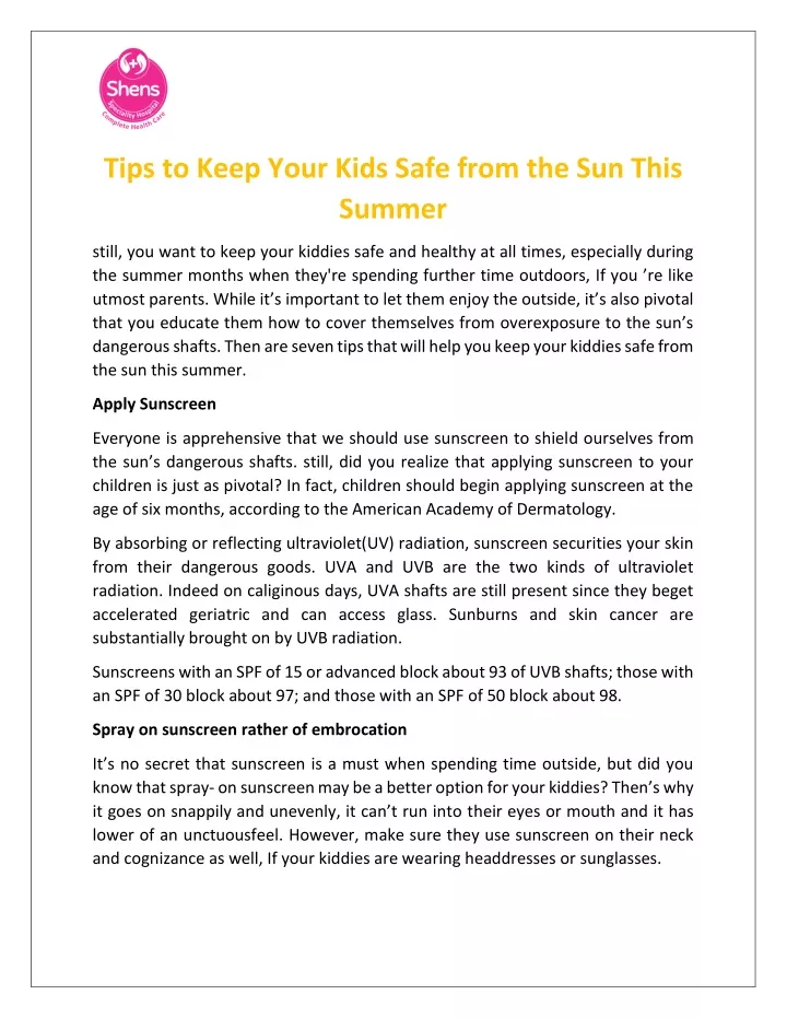 tips to keep your kids safe from the sun this