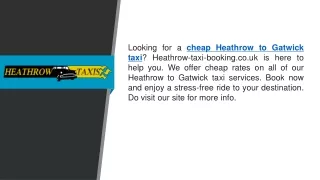 Cheap Heathrow To Gatwick Taxi   Heathrow-taxi-booking.co.uk