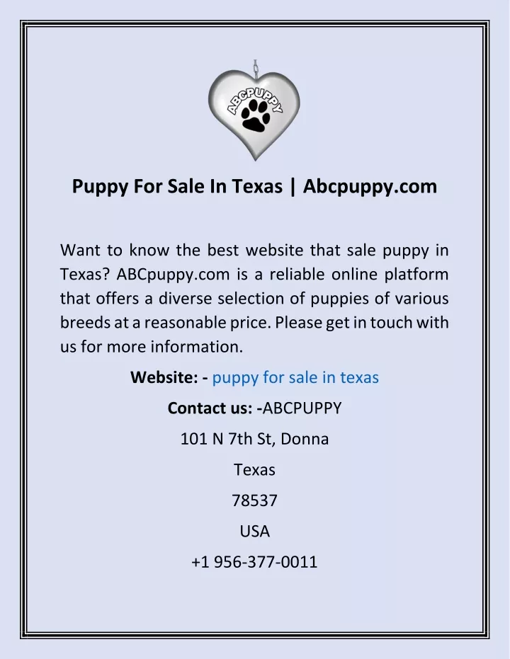 puppy for sale in texas abcpuppy com