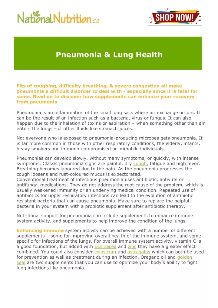 pneumonia lung health