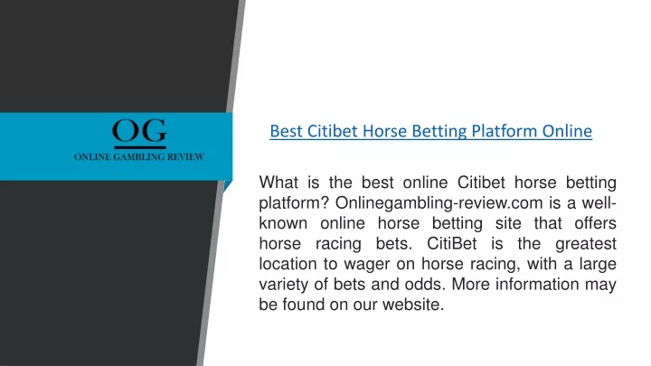 best citibet horse betting platform online