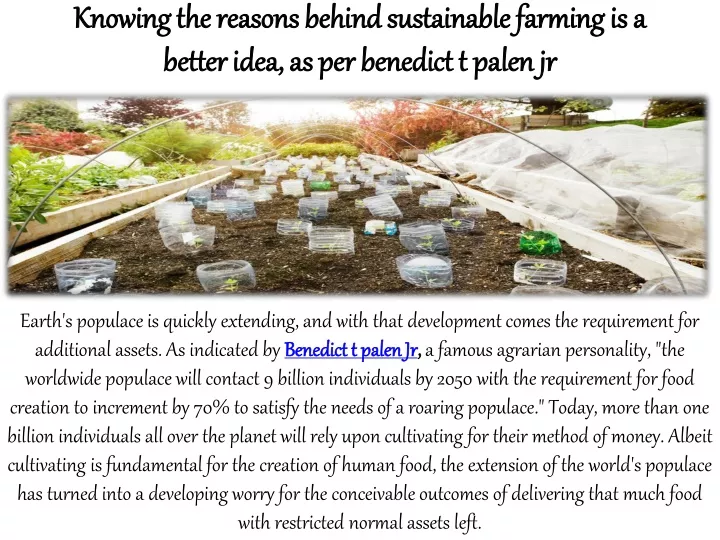 knowing the reasons behind sustainable farming