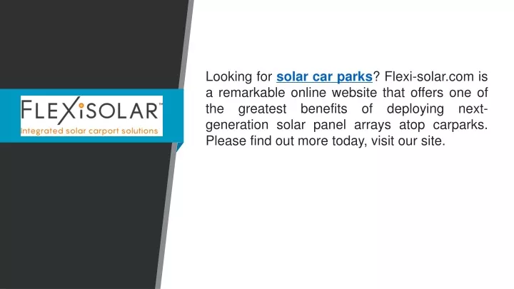 looking for solar car parks flexi solar