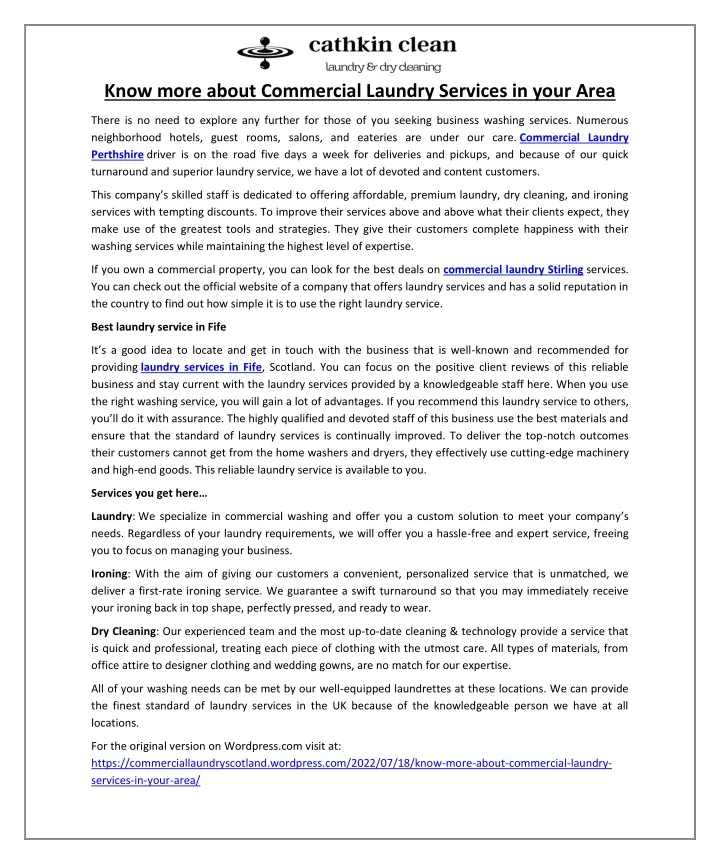 know more about commercial laundry services