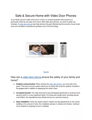 Safe & Secure Home with Video Door Phones - CPPLUS