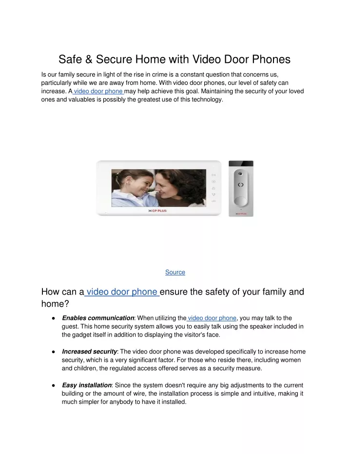 safe secure home with video door phones