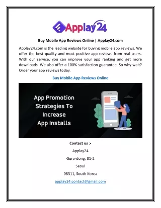 Buy Mobile App Reviews Online  Applay24.com