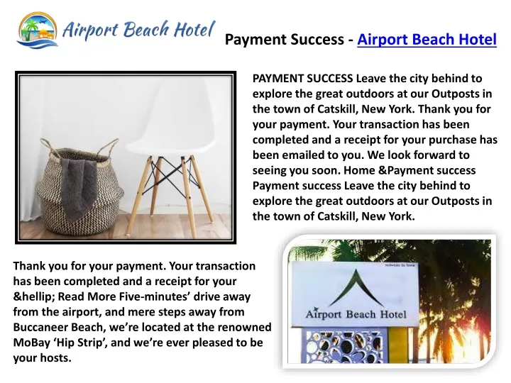 payment success airport beach hotel