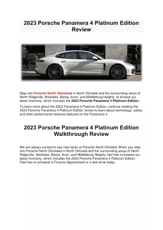 2023 Porsche Panamera 4 Platinum Edition Review