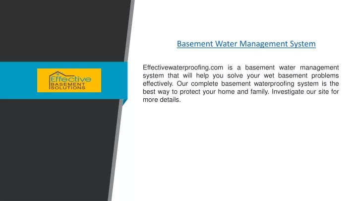 basement water management system