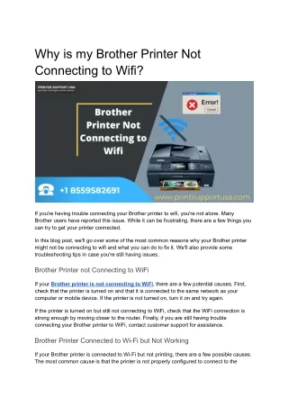 Why is my Brother's Printer Not Connecting to Wifi